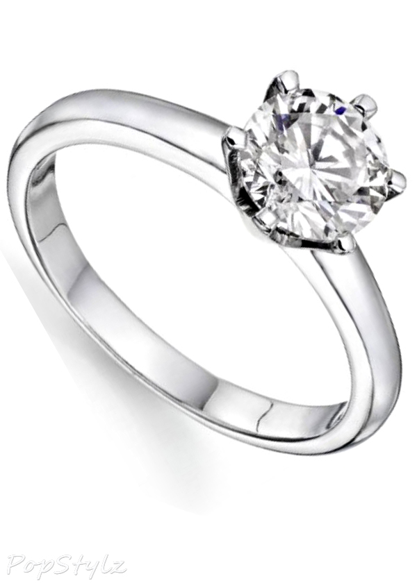 14k White Gold Diamond Solitaire Engagement Ring