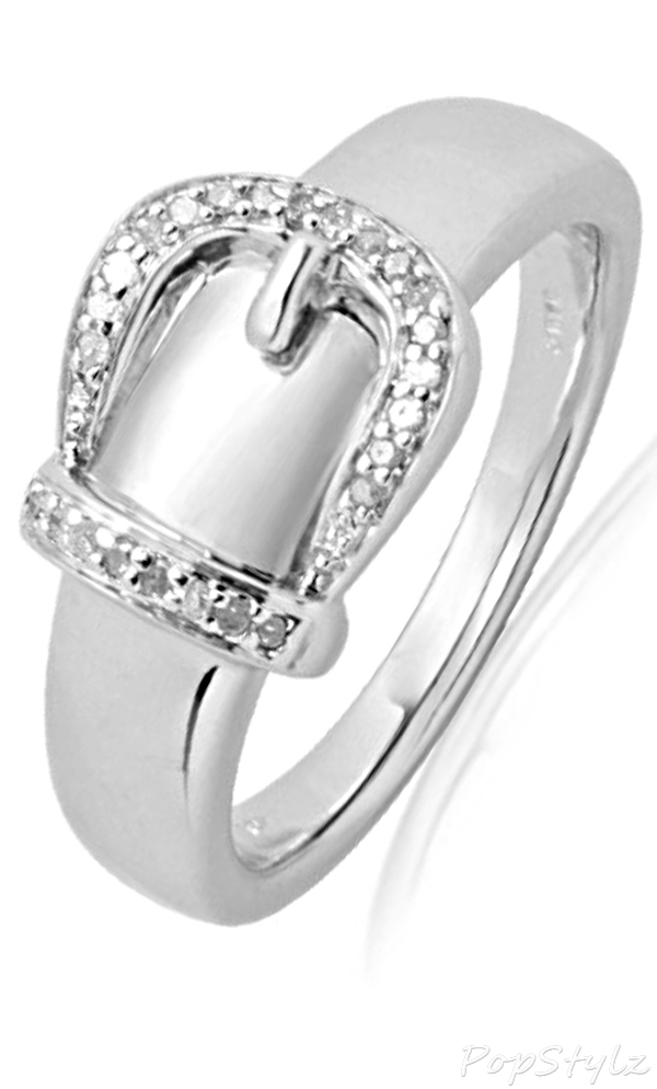 Sterling Silver Diamond Buckle Ring