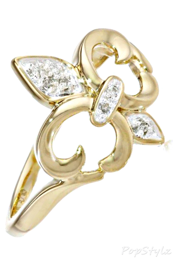 14k Gold Diamond Fleur-de-Lis Diamond Ring