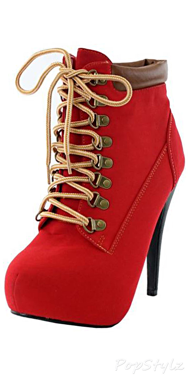 JJF Shoes COMPOSE-01 Lace Up Ankle Booties