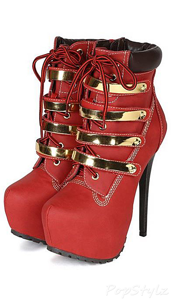 Breckelle's AH99 Gold Plating Stiletto Ankle Bootie