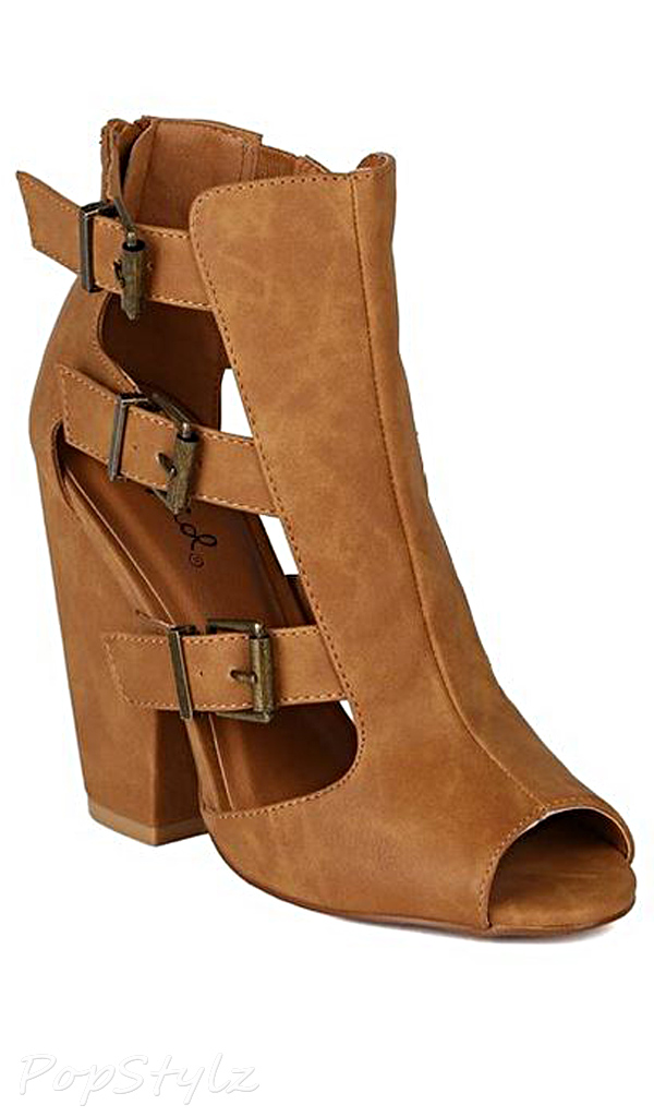 Qupid AI25 Strappy Chunky Heel Bootie