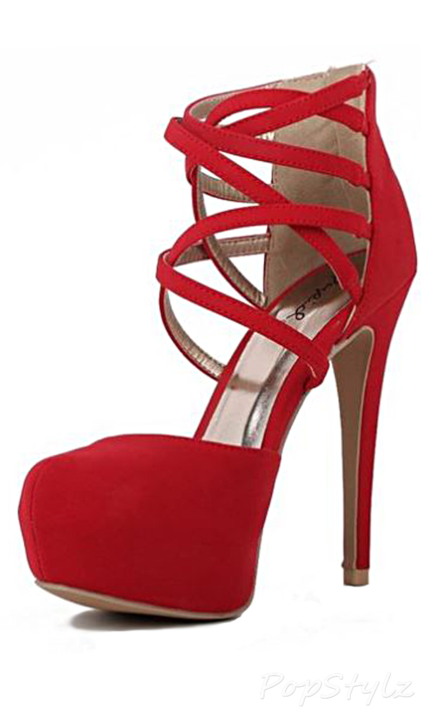 Qupid Sanity-02 Caged Strappy Pump