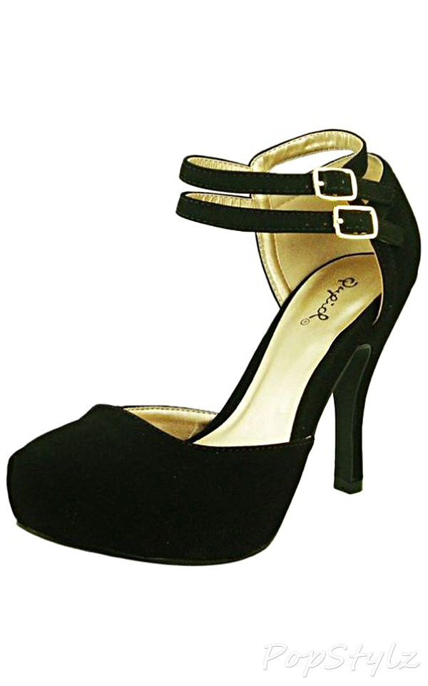 Qupid Trench176 Ankle Strap D'Orsay Pump