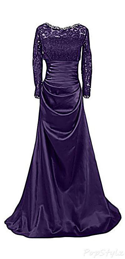 Sunvary 2015 Satin and Lace Long Gown