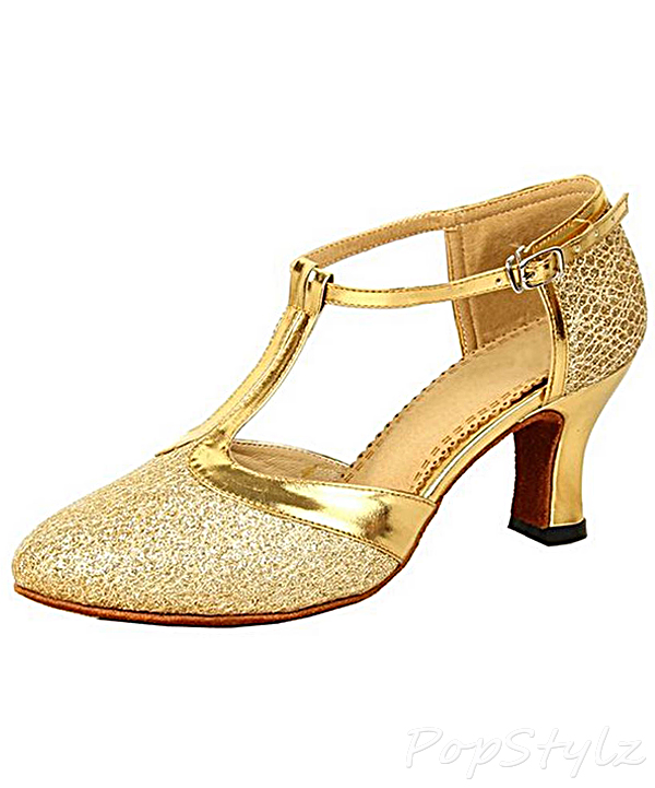 Honeystore T Strap Glitter Dance Shoes