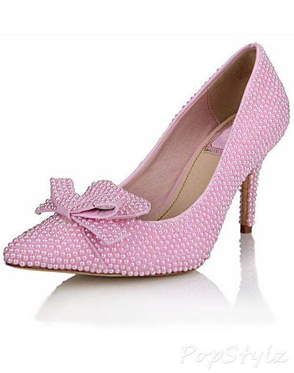 Honeystore Bowknot Pearls Leather Pump