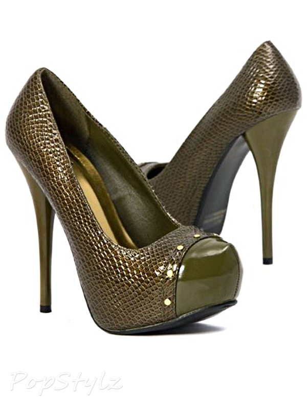 Qupid Patent Leather Faux Snakeskin Stiletto