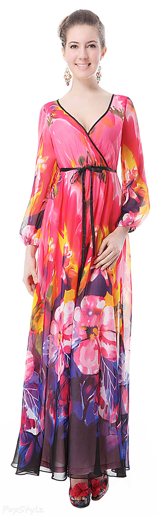 Ever Pretty 09897 Belted Floral Maxi Dress