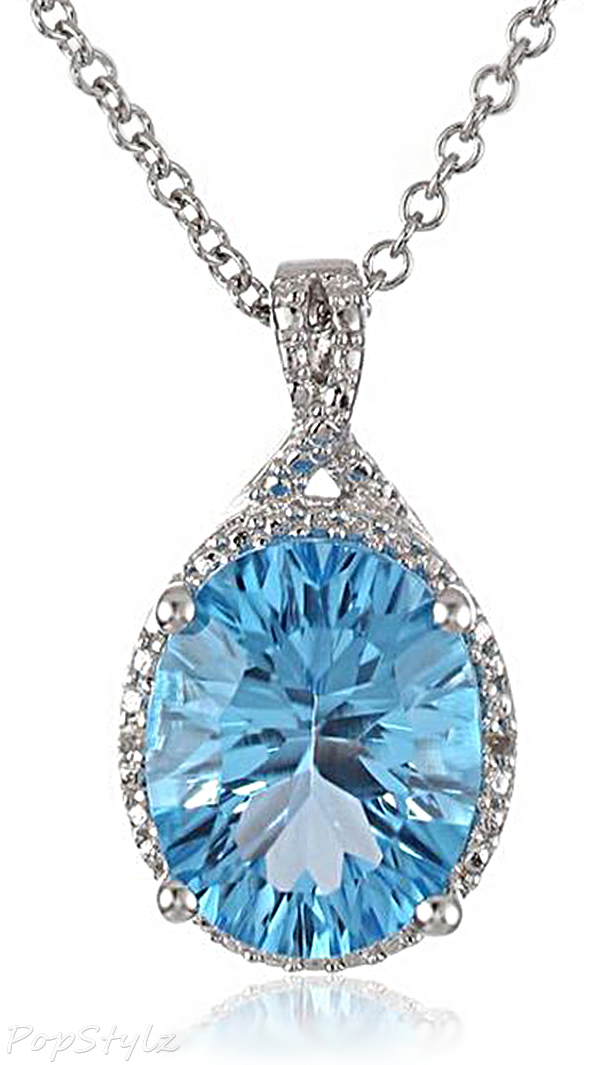 Swiss Blue Topaz & Diamond Necklace