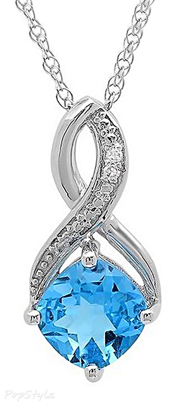 Swiss Blue Topaz & Diamond Necklace