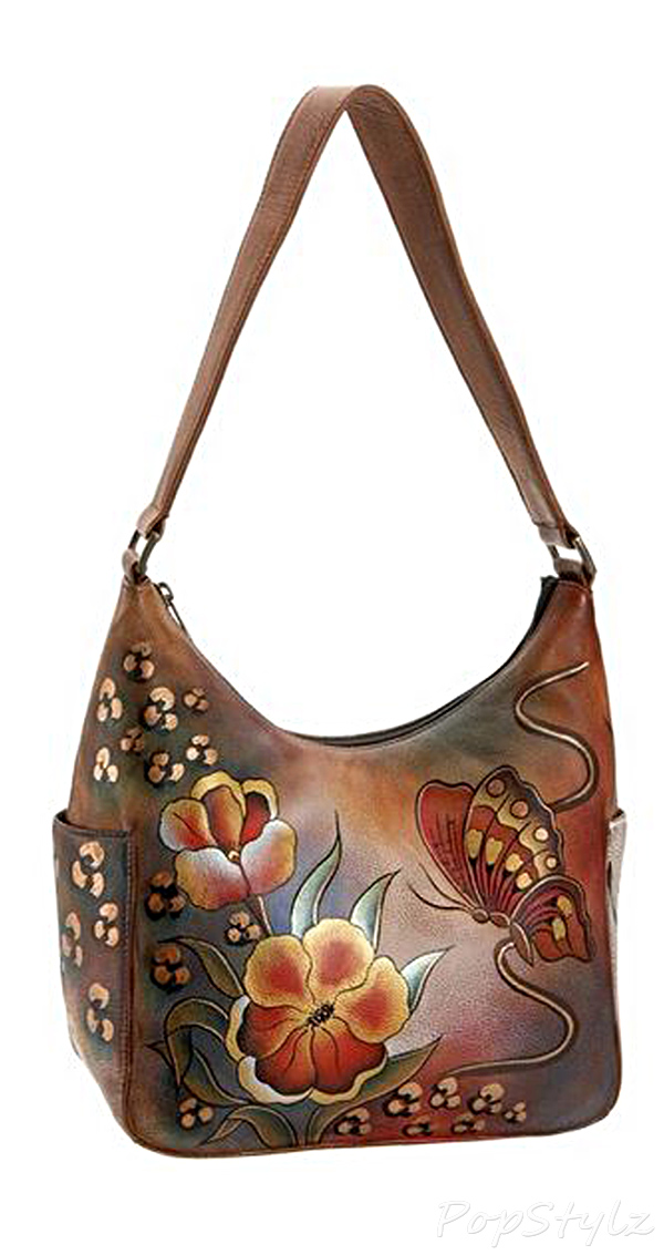 Anuschka 382 Premium Floral Safari Leather Hobo Handbag