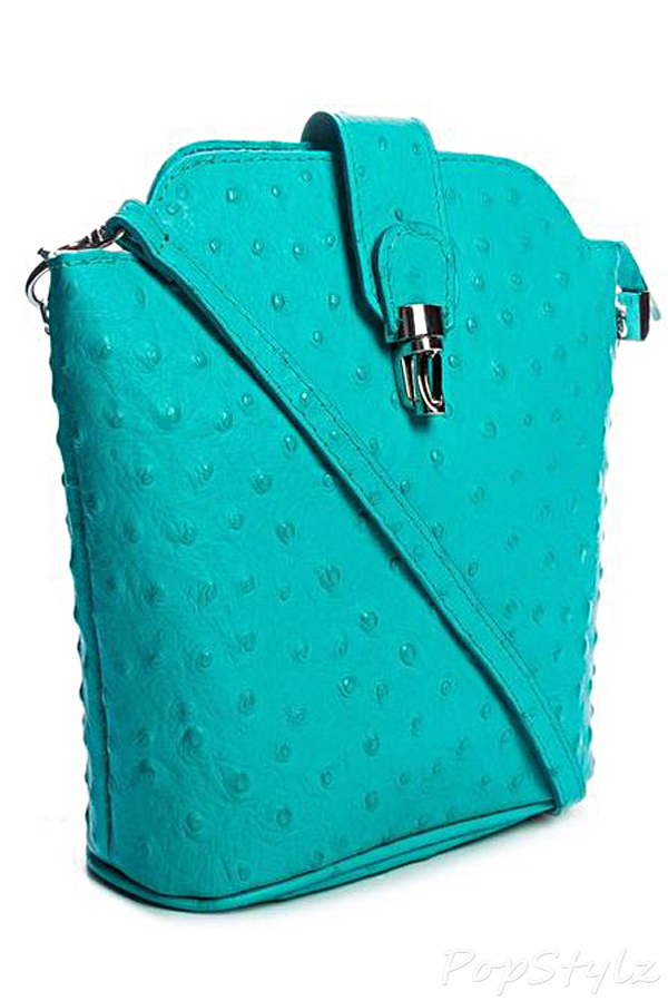 Big Handbag Shop Mini Ostrich Cross Body Leather Messenger Bag