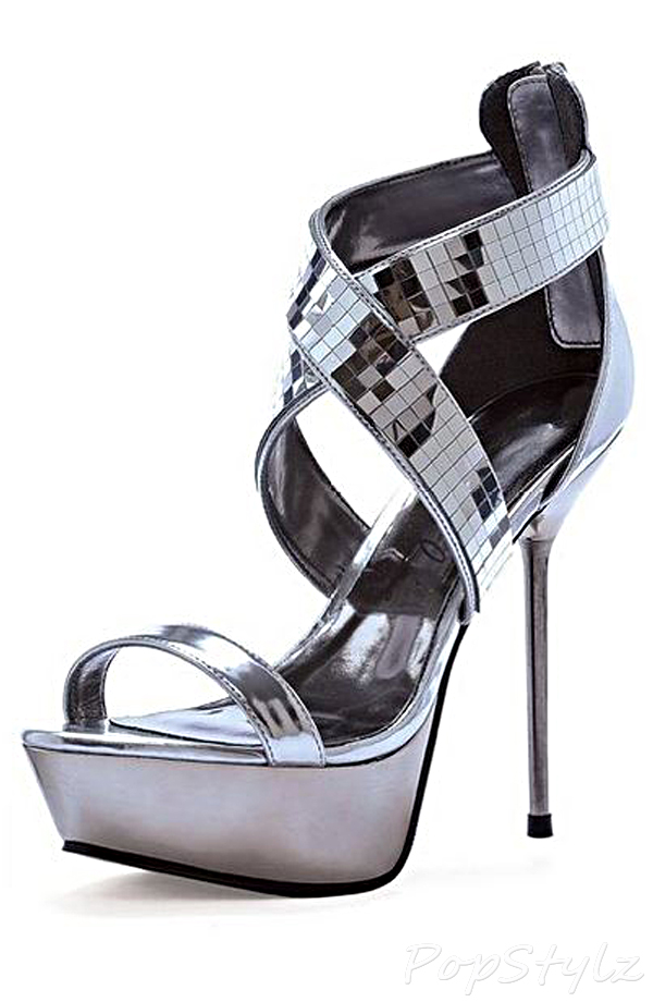 Ellie Shoes Metallic Mirror Straps Disco Sandal
