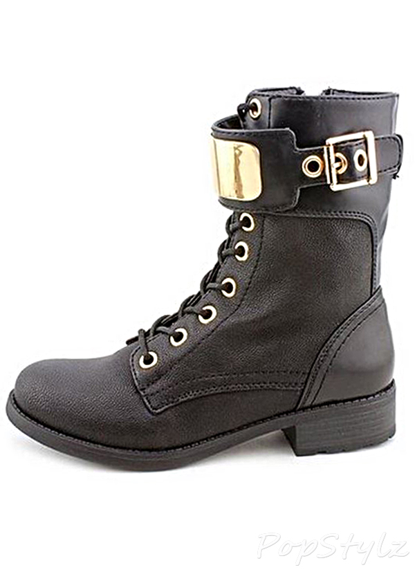 GUESS Women's Ludlie Leather Combat Boot