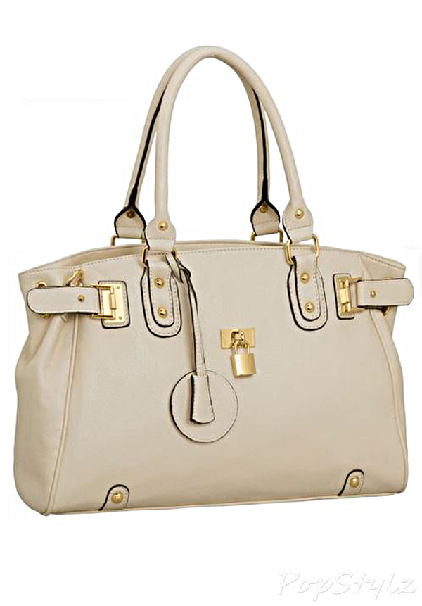MG Collection Lucca Glamour Padlock Leather Handbag