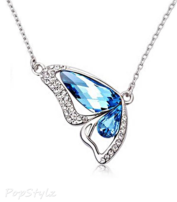 Dancing Butterfly Austrian Crystal Necklace