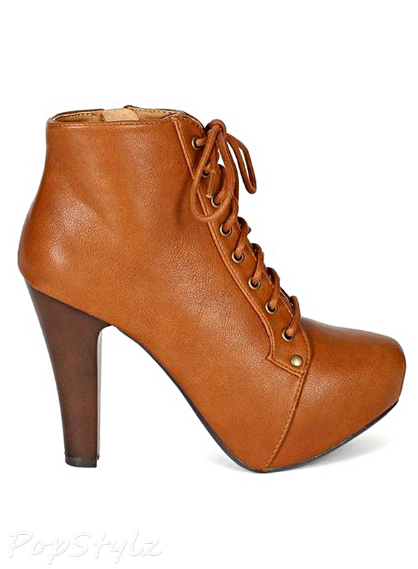 Qupid AI55 Lace Up Ankle Bootie