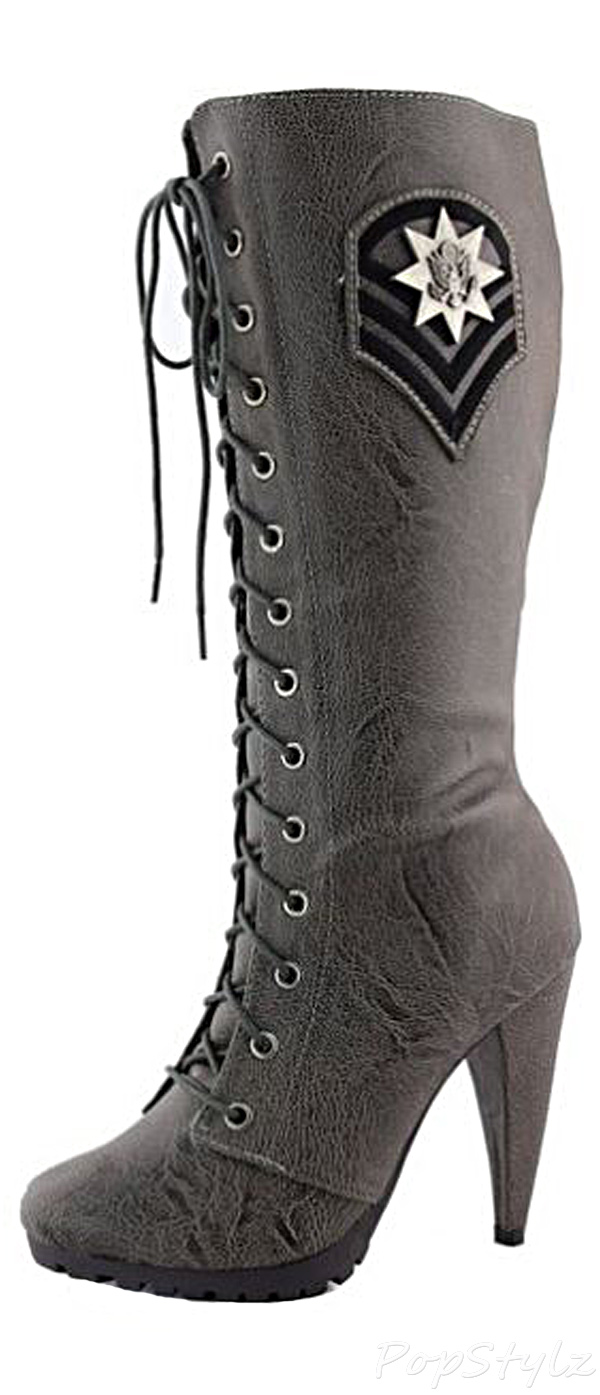 Breckelle's Lace Up Military Medallion Star Boot