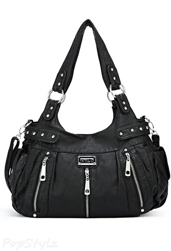 Scarleton H1292 3 Front Zipper Washed Shoulder Handbag