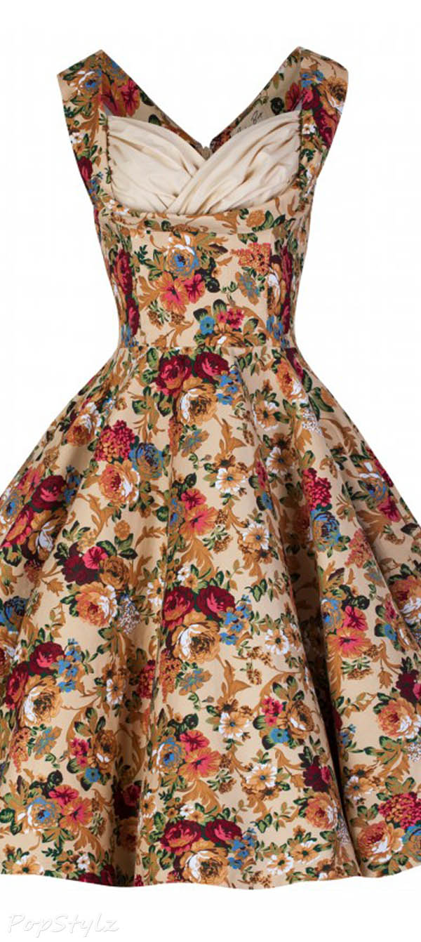 Lindy Bop 'Ophelia' Vintage 1950's Floral Spring Garden Party Picnic Dress