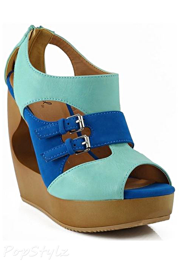 Qupid Lisbeth-09 Open Toe Strappy Wedges