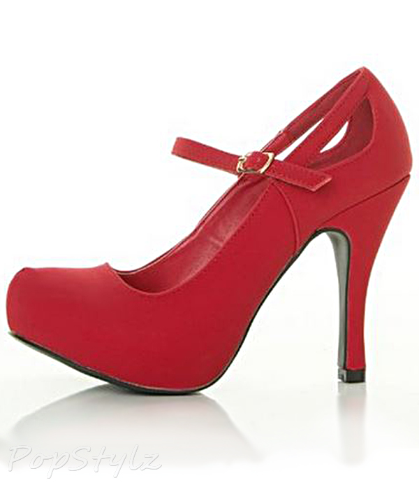 Qupid Mary Jane Cut-out Stiletto Pump