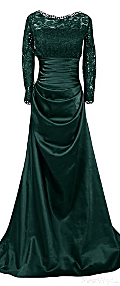 Sunvary Satin and Lace Long Formal Dress
