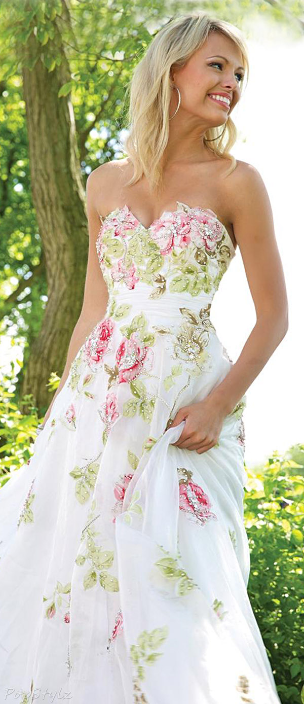 Jovani 92630 Strapless 2015 Lovely Floral Gown