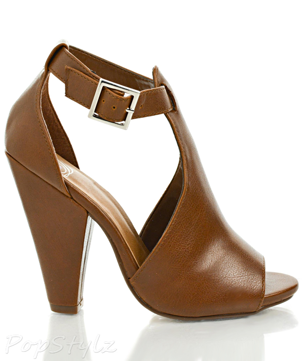 Sully's T Strap Ankle Buckle High Block Heel Dress Sandal