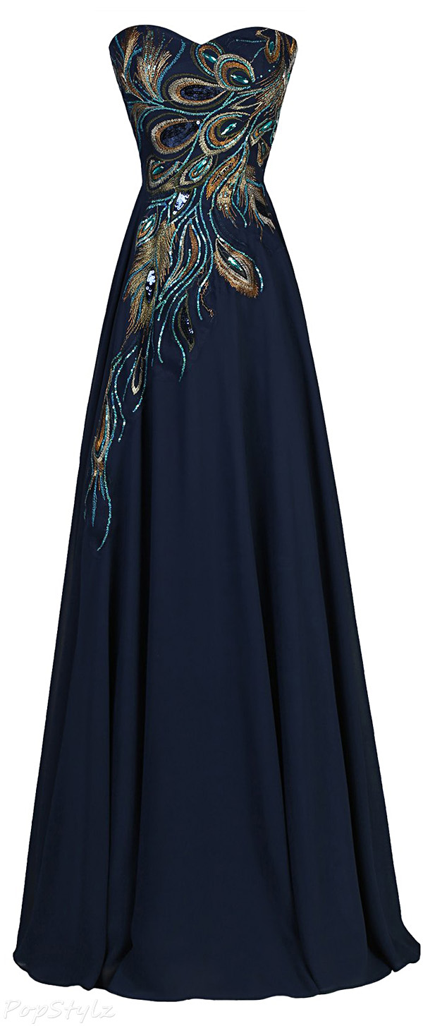 Grace Karin Long Strapless A-line Embroidered Gown