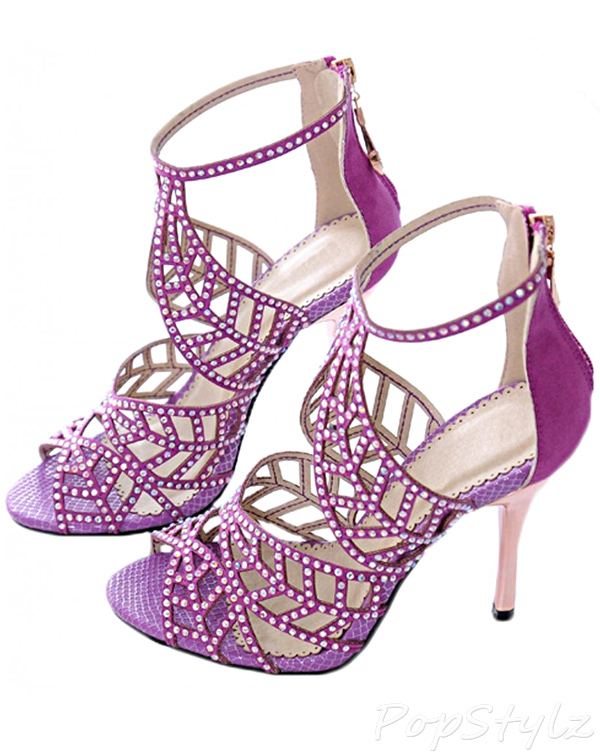 Littleboutique Crystal Studs Strappy High Heel Dress Sandal