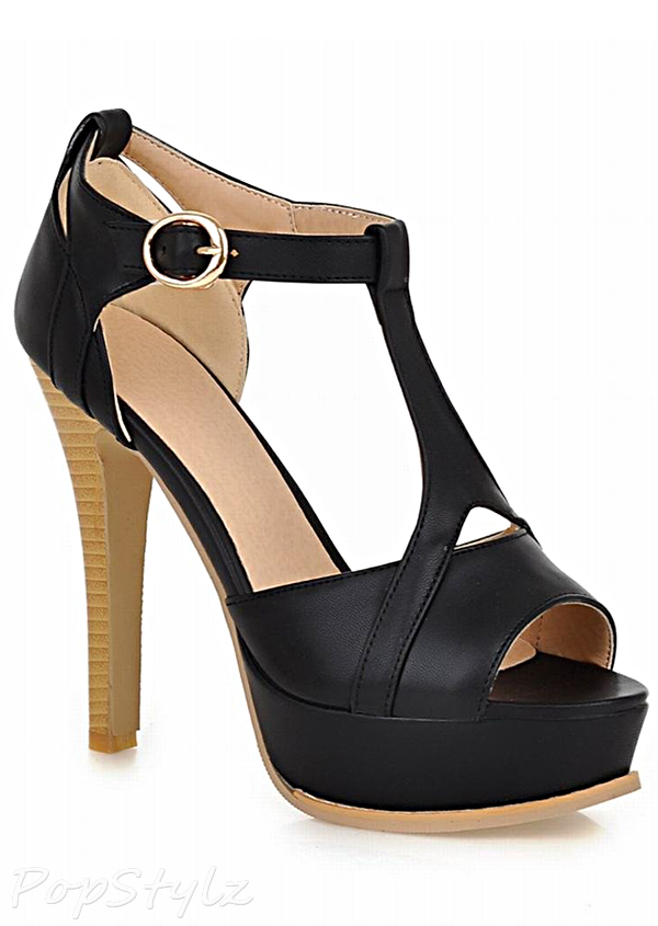 Carol Shoes Elegance Peep-toe T-straps Platform Stiletto Sandal