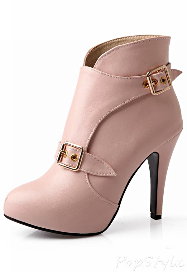 Carol Shoes Western Buckle Stiletto Ankle Boot
