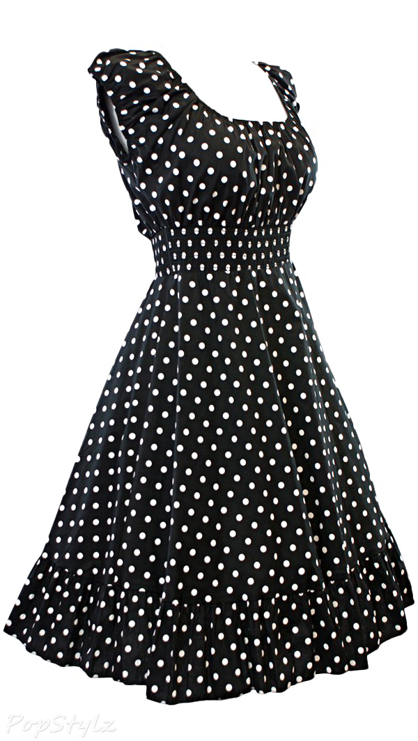 Sidecca Retro 1950s Polka Dot Smock Swing Dress