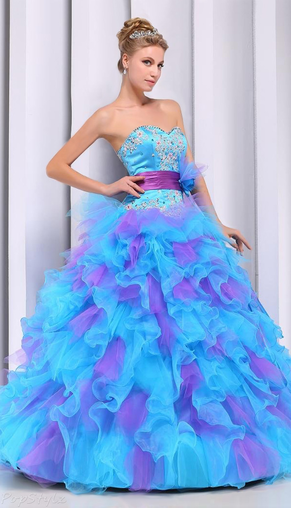 Efashion L2006 Strapless Strapless Ruffled Ball Evening Gown