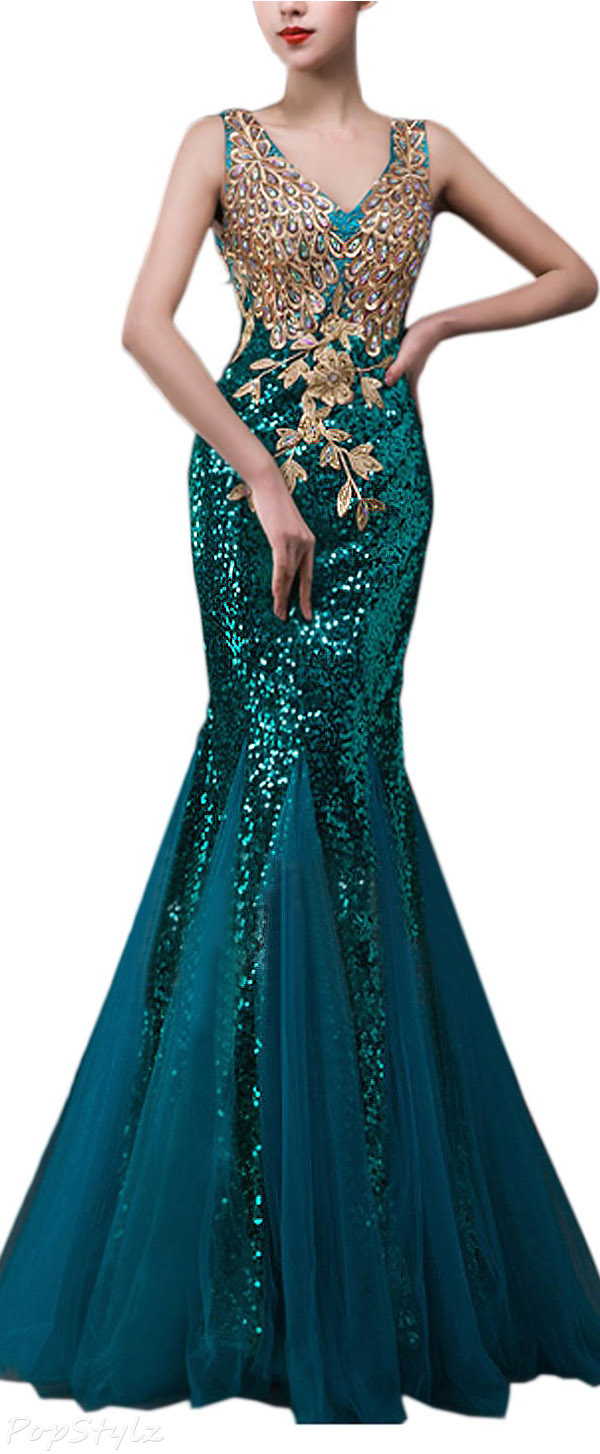 Sunvary Elegant Accents Mermaid Formal Evening Gown