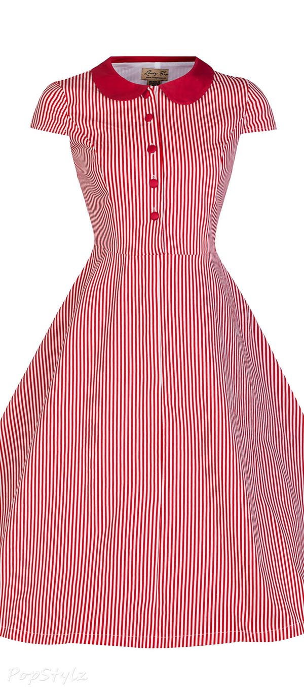 Lindy Bop 'Wendy' Vintage 1950's Candy Stripe Peter Pan Collar Shirt Dress