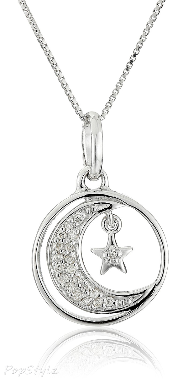 Sterling Silver Diamond "I Love You To the Moon and Back" Necklace