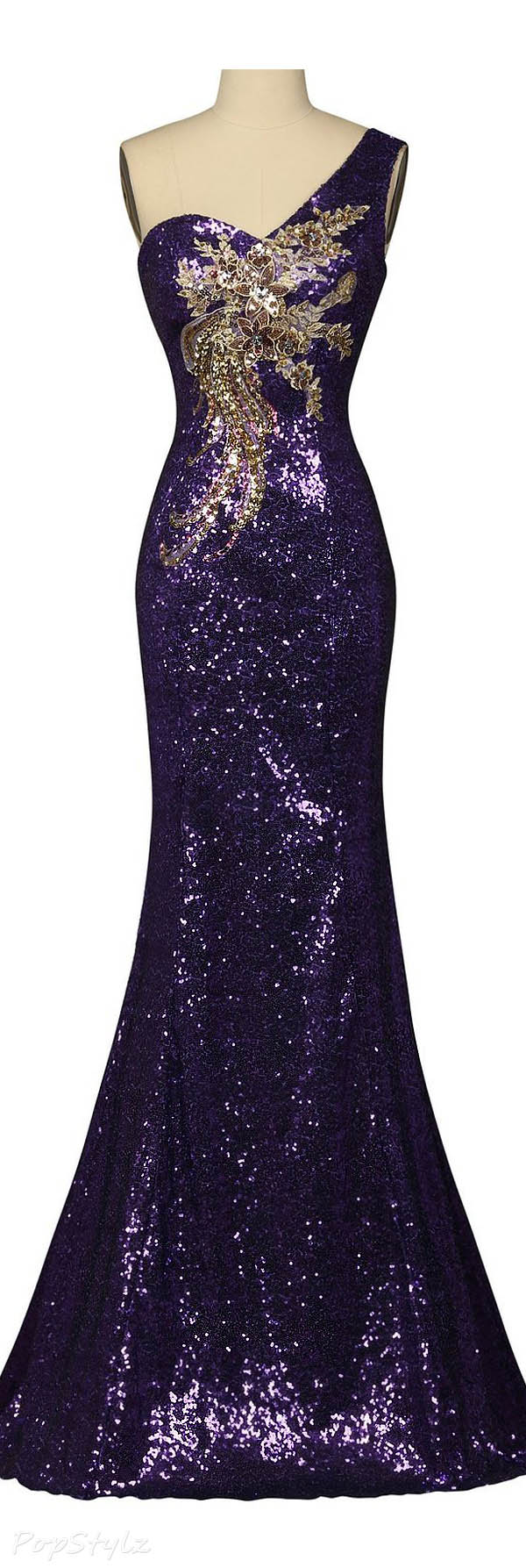 Sunvary One Shoulder Mermaid Sequin Paillette Evening Gown