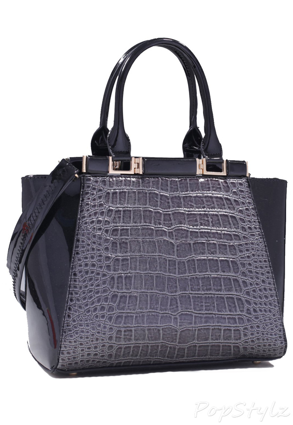 MyLux Women's Croc/Leopard Shoulder Handbag