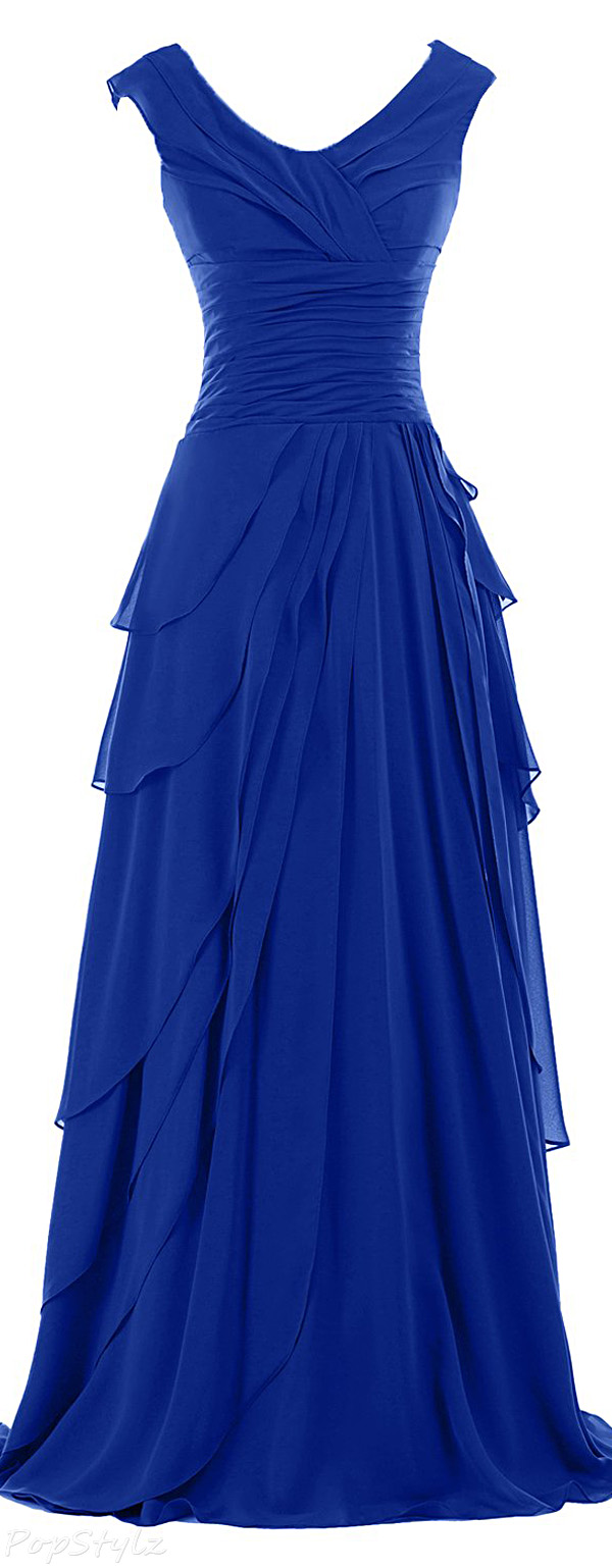 Sunvary A-line Ruffled Chiffon Long Formal Dress