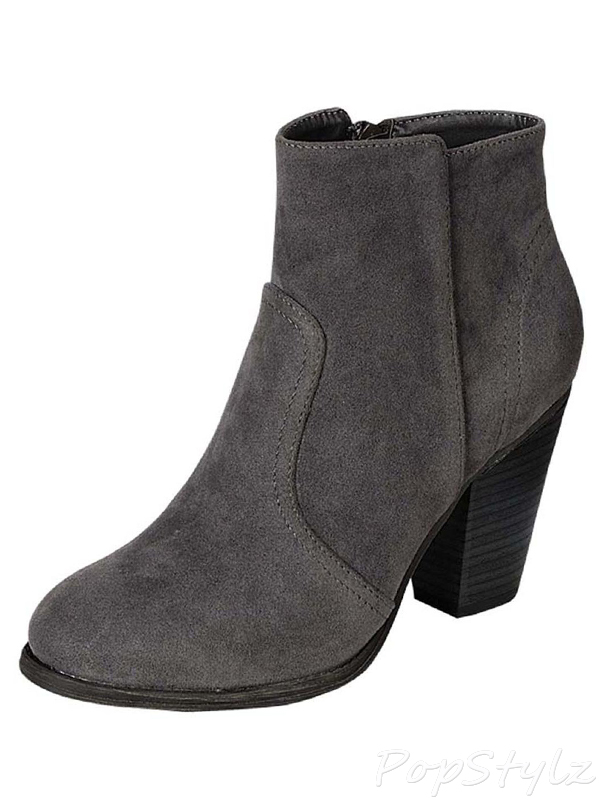 Breckelle's HEATHER-34 Chunky Heel Ankle Bootie