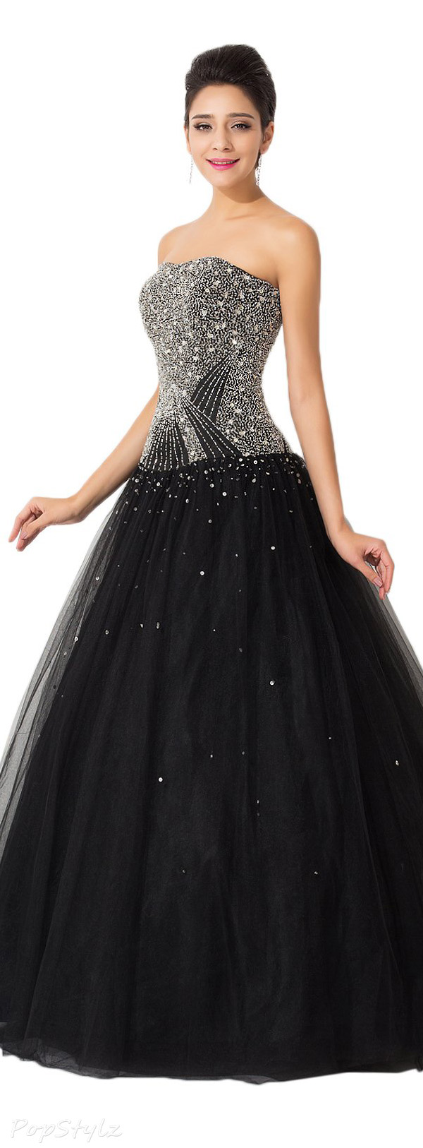 Sunvary Tulle & Beads Formal Evening Gown