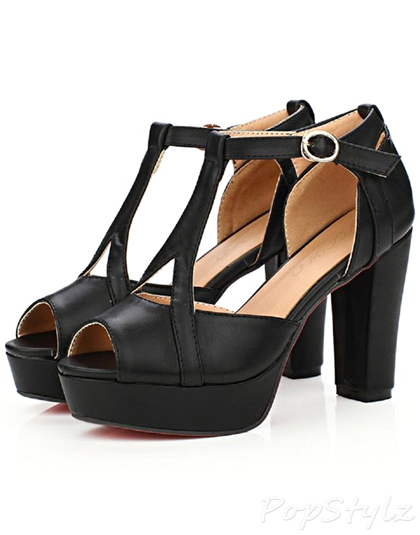 Carol Shoes Fashion T Strap High Heel Peep Toe Sandal