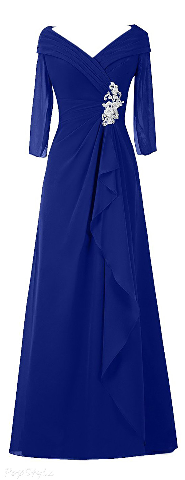 Sunvary Half Sleeves Chiffon Formal Gown