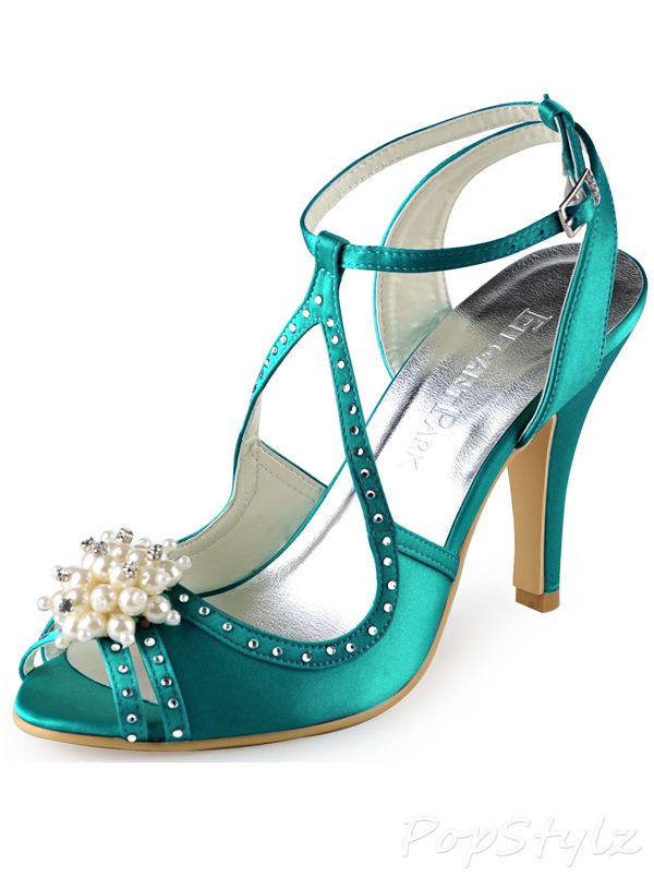 Elegantpark Satin with Rhinestones & Pearls Dress Shoe
