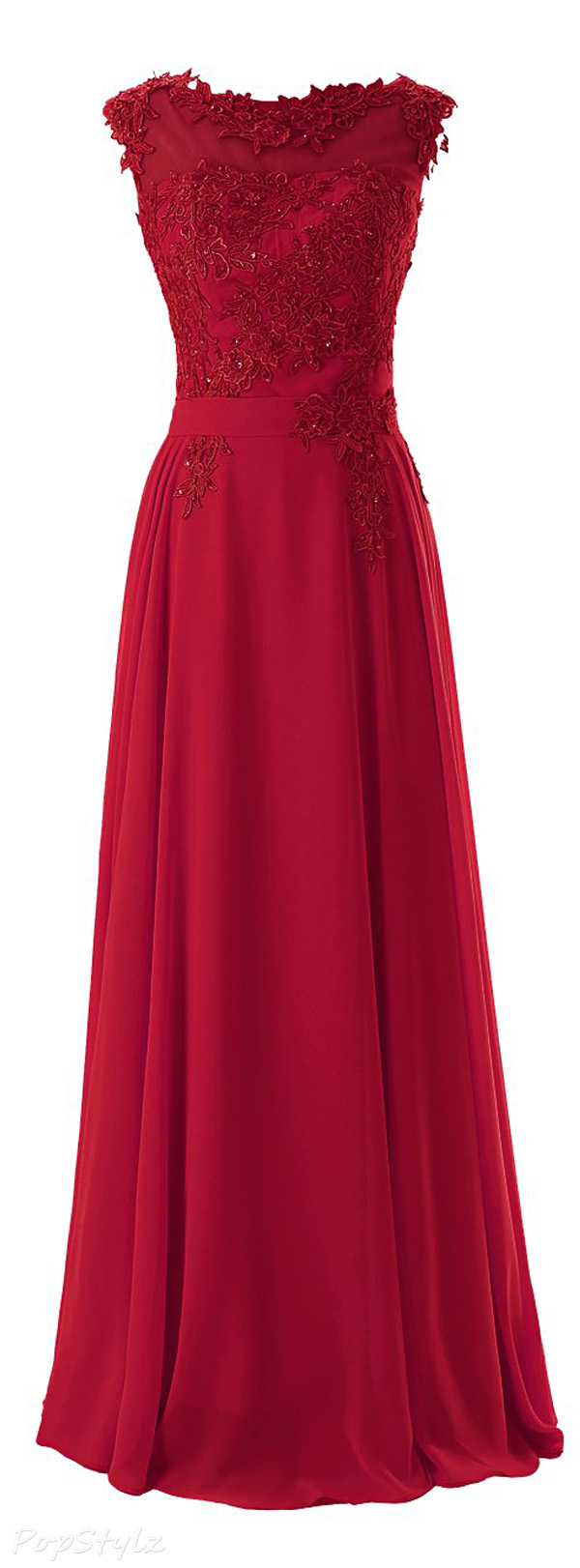 Diyouth Appliqued Chiffon Long Evening Gown