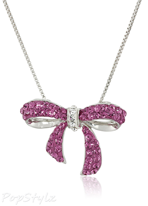 Pink Swarovski Elements Bow Pendant Necklace