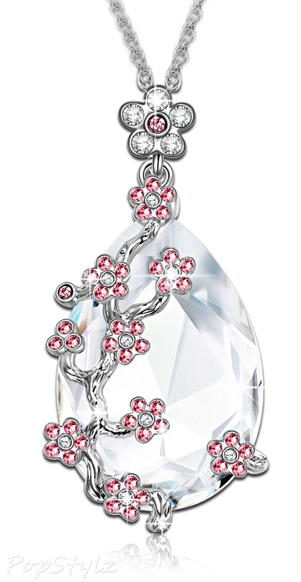 "Snow Queen" Swarovski Crystals Flower Pendant Necklace